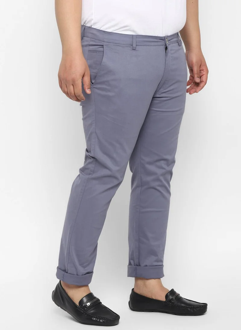 Urbano Fashion  Urbano Plus Men's Steel Blue Cotton Regular Fit Casual Chinos Trousers Stretch for Men | Best Price UAE